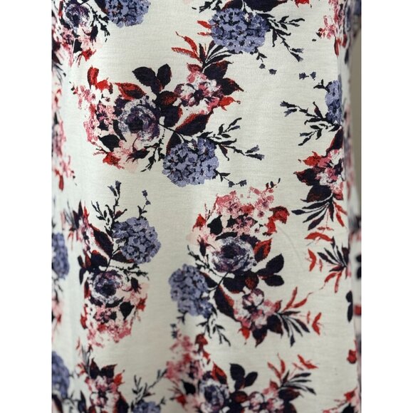 NEW LuLaRoe Womens Knit Tunic Top S Short Sleeve White Pink Floral Scoop Neck - Picture 2 of 8